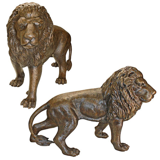 S/2 BRONZE GUARDIAN LION STATUES FRT-NR