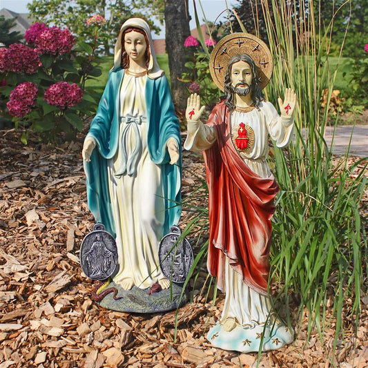 S/ JESUS & MARY DEVOTIONAL SCULPTURES NR