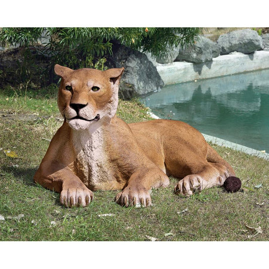 GRAND SCALE LIONESS LYING DOWN STATUE