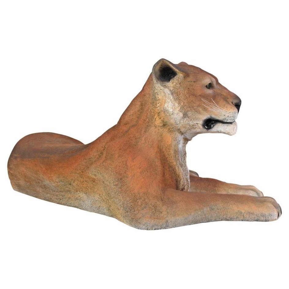 GRAND SCALE LIONESS LYING DOWN STATUE