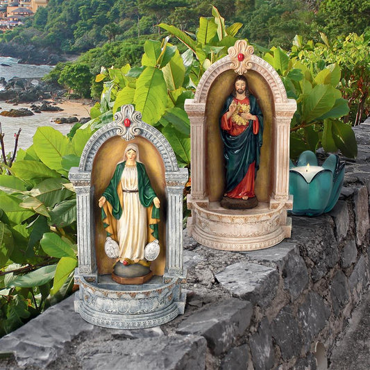 S/ JESUS & VIRGIN MARY NICHE FONTS